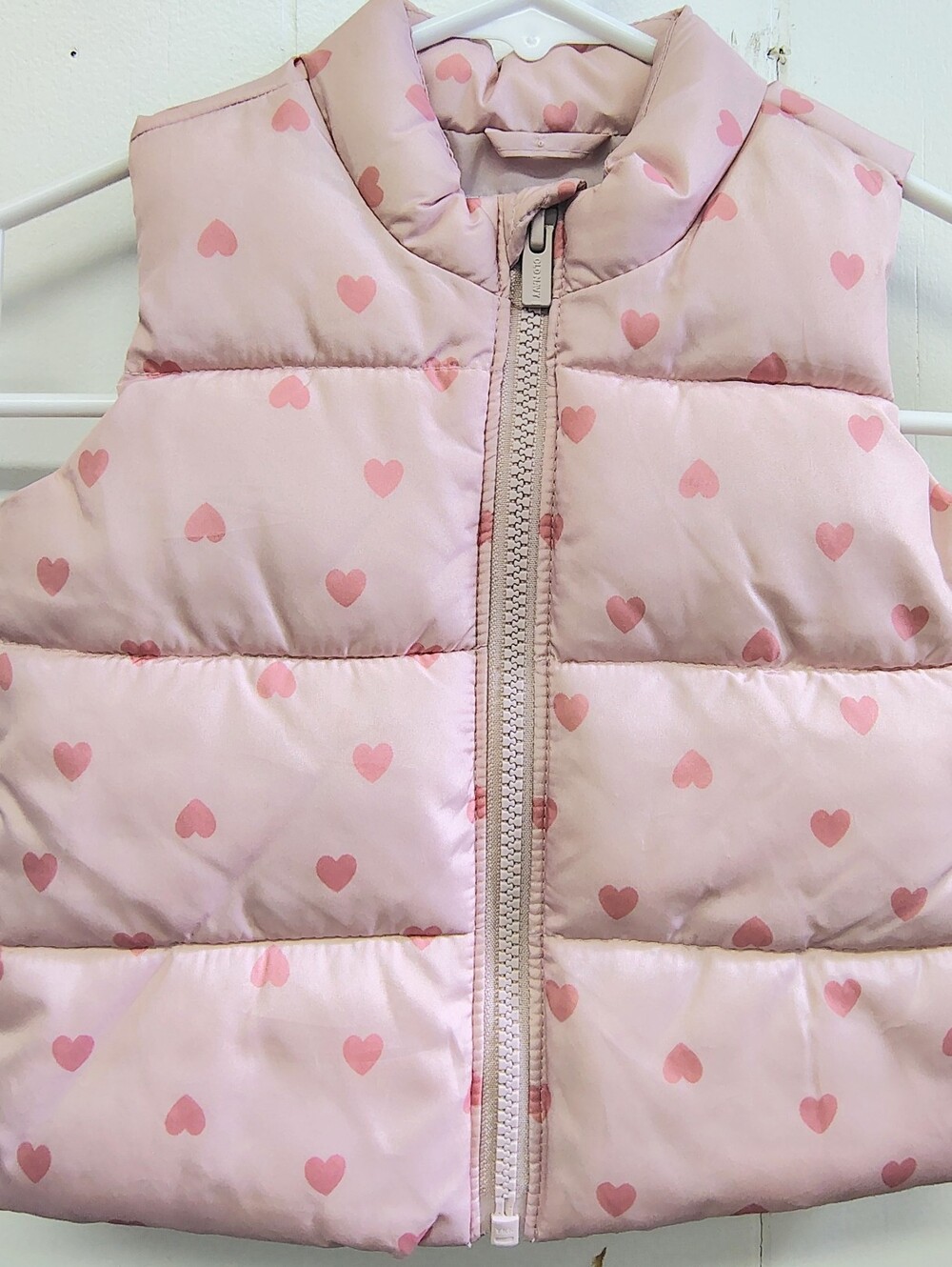 Old Navy Pink Heart Puffer Vest Size 6-12M